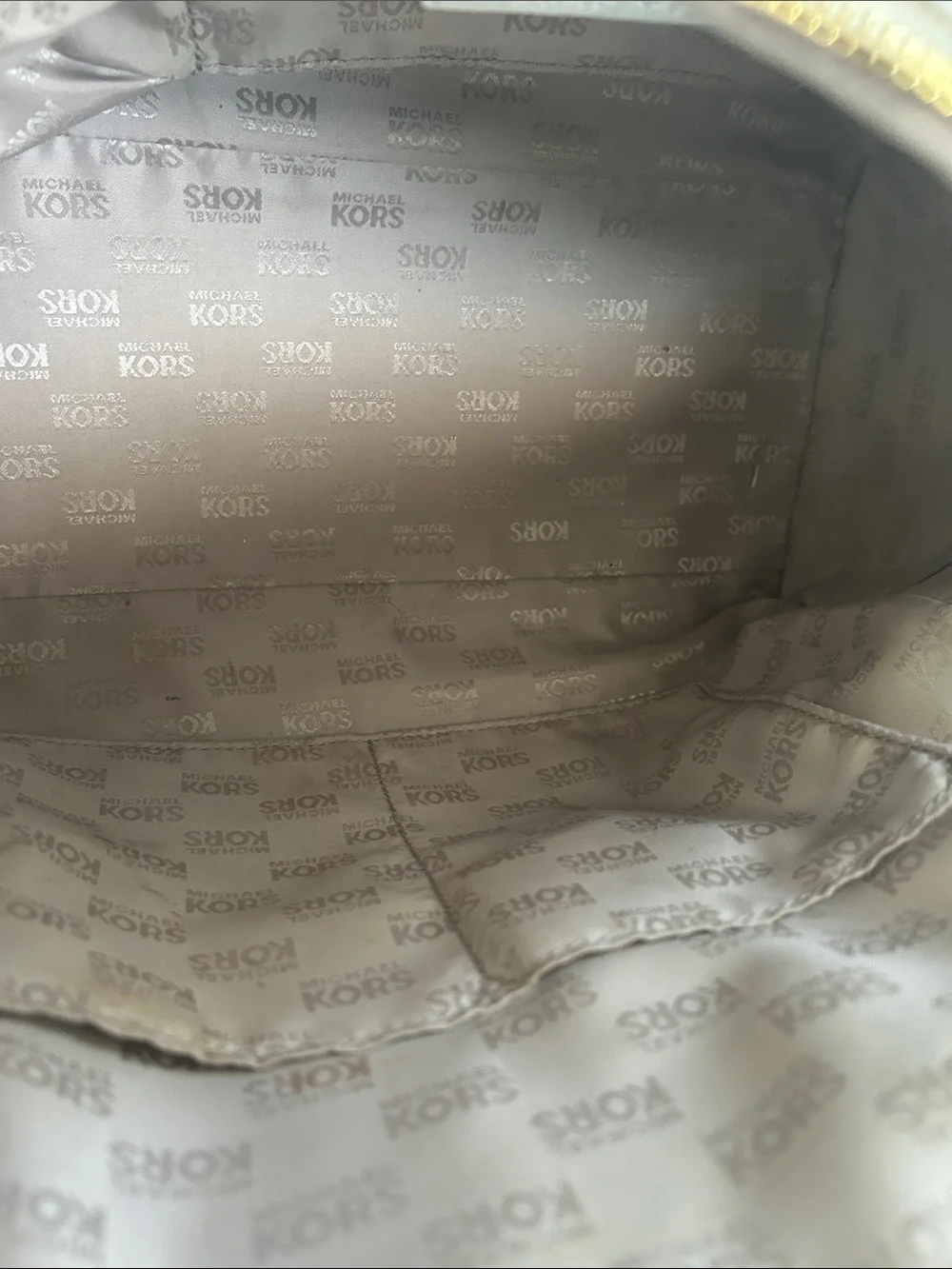 Michael Kors White Saffiano Dome Satchel with Gold Hardware